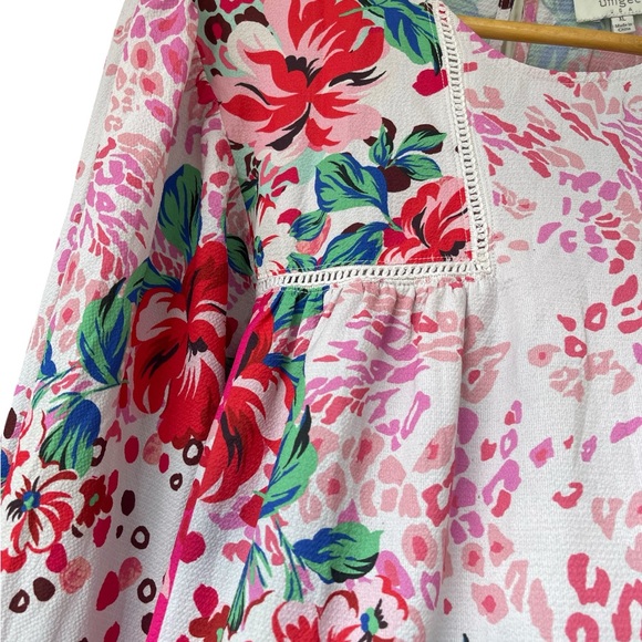 Umgee size XL women’s Floral Pink and White Blouse LS pink - Picture 6 of 11